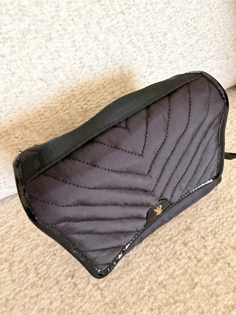 Victoria's Secret Black Quilted Toiletry Pouch with Gloss Trim